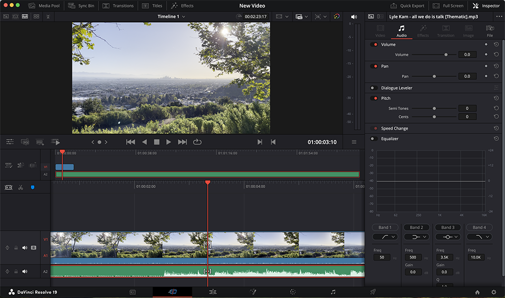 Add Music to DaVinci Resolve: Edit and Sync the Music to your Video using the Inspector Panel