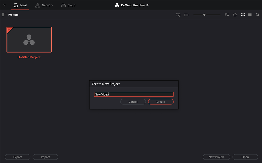 Add Music to DaVinci Resolve: Open Project