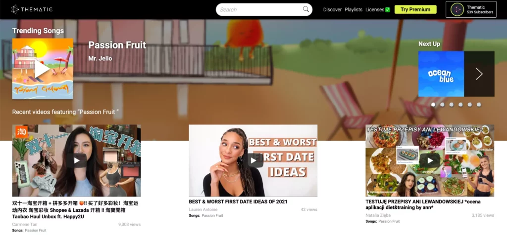 Thematic is a free YouTube music website and licensing platform built specifically for content creators.